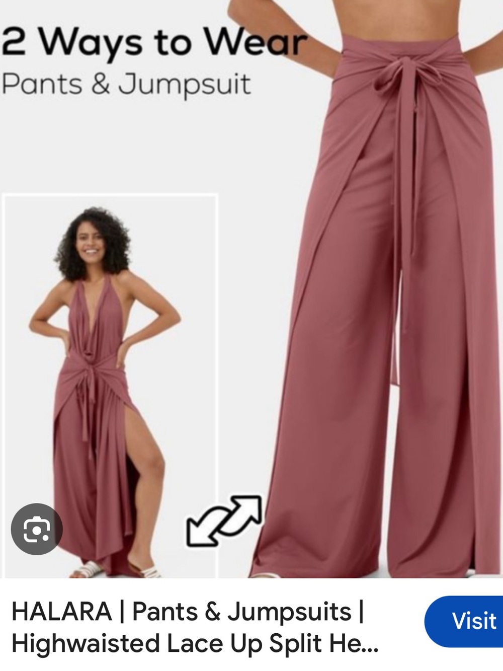 HALARA Wide-Leg Convertible Jumpsuit Pants in Dark Blue